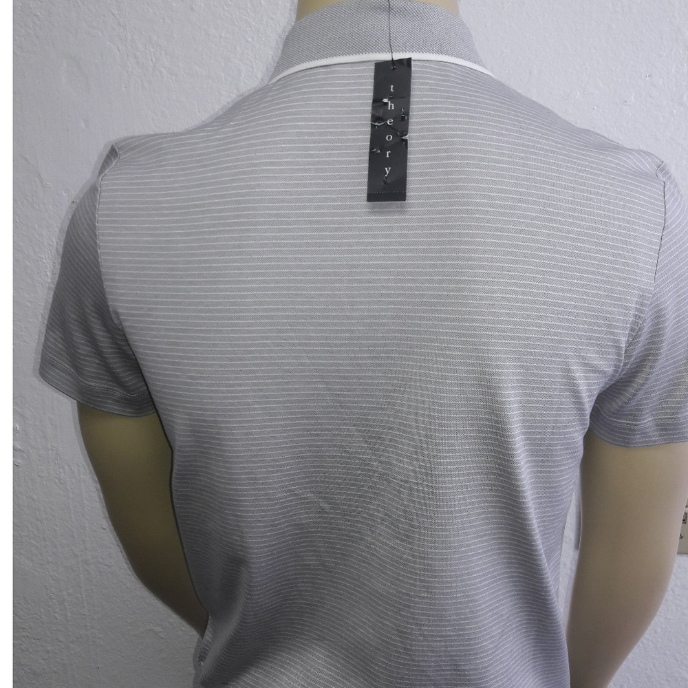 Grey and White Stipe Theory "Boyd" Polo - Picture 2 of 2